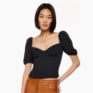 Wilfred Aritzia Novella Puff Sleeve Blouse in Black
